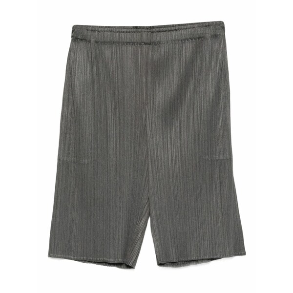 プリーツ プリーズ イッセイ ミヤケ レディース カジュアルパンツ ボトムス Elasticated-waist pleated shorts Grey|asty