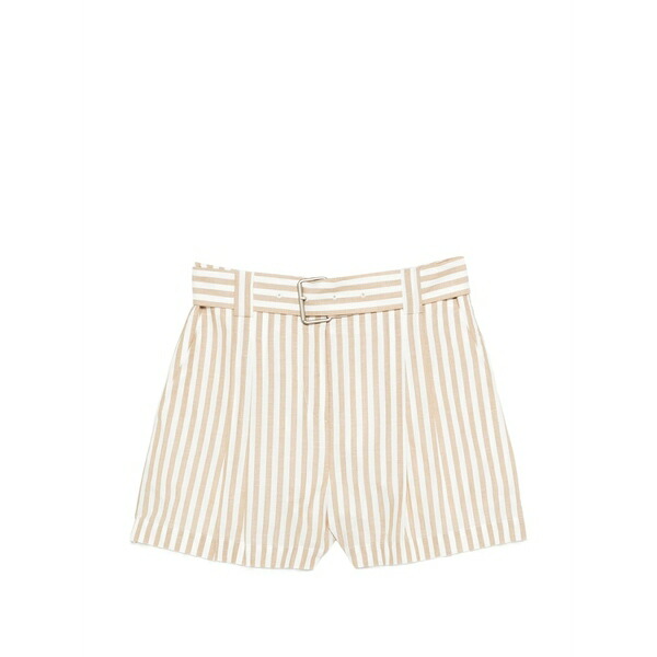 イロ レディース カジュアルパンツ ボトムス Anemone striped belted shorts White｜asty
