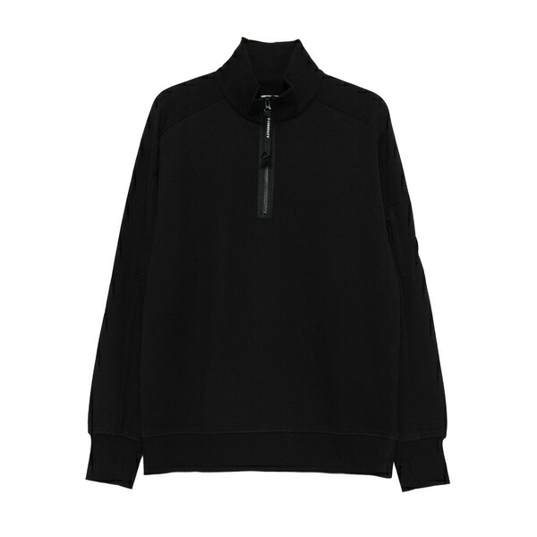 シーピーカンパニー メンズ パーカー・スウェットシャツ アウター Half-zip pocket sweatshirt Black メンズファッション-パーカー-トップス