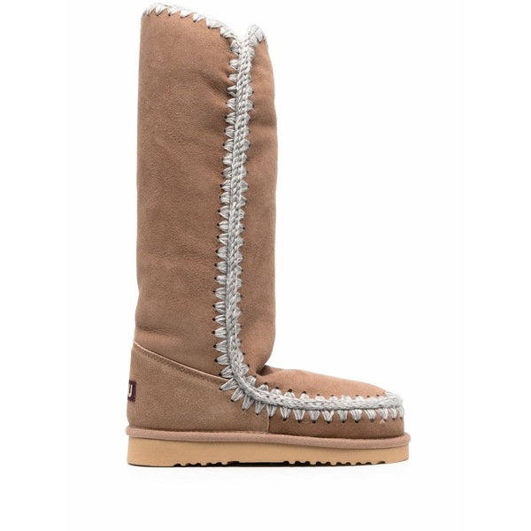 モウ レディース ブーツ シューズ Crochet-trim suede boots Brown｜asty