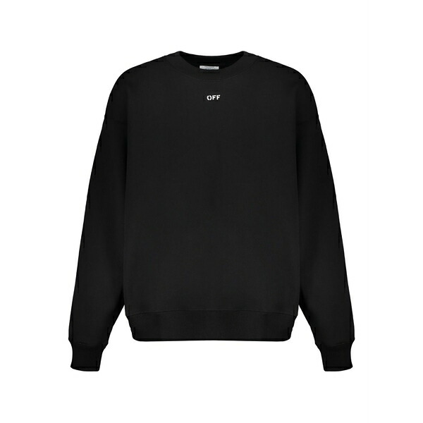 オフホワイト メンズ パーカー・スウェットシャツ アウター Long-sleeved ribbed sweatshirt Black｜asty
