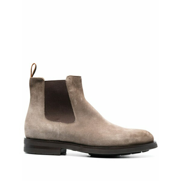 サントーニ メンズ ブーツ シューズ Round-toe suede ankle boots Brown
