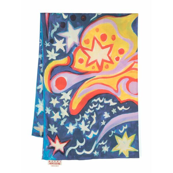 マルニ レディース えり巻き・袈裟・えり巻き 付属物 Graphic-print cotton scarf Blue