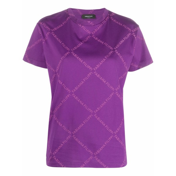 ファビアナ フィリッピ レディース プルオーバー トップス Logo-print cotton t-shirt Purple