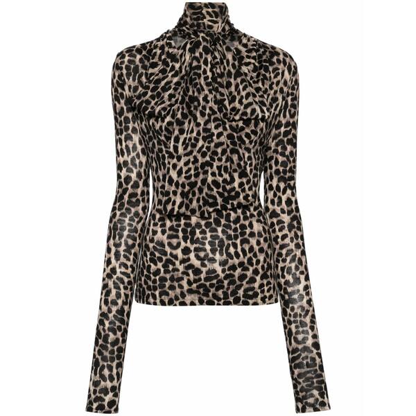 ブルマリン レディース Tシャツ トップス Animalier-print blouse Brown|asty