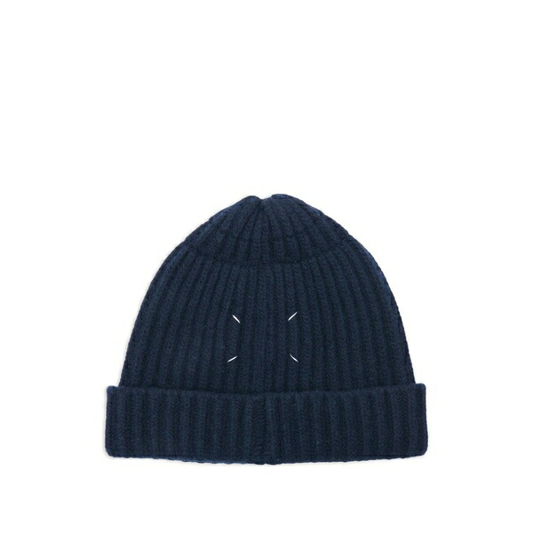 マルタンマルジェラ メンズ 鳥打ち帽 付属物 Ribbed-knit beanie hat Blue