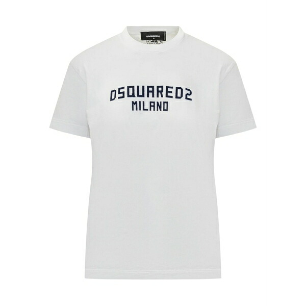 ディースクエアード レディース プルオーバー トップス Logo-embroidered t-shirt White