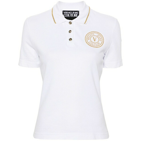 呼びりん探し回る レディース スポーツシャツ トップス Embroidered-logo polo top White