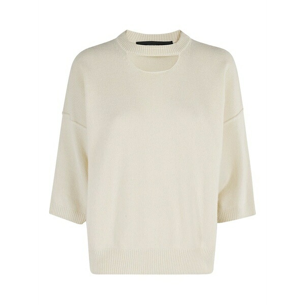 フェデリカ・トシ レディース 編み物\u0026スウェーター アウター Short-sleeve wool-cashmere sweater Neutrals