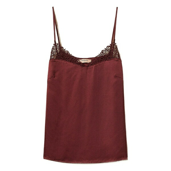 ツインセット レディース カットソー トップス Lace-trimmed top Red｜asty