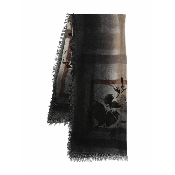 ファリエロ サルティ レディース えり巻き・袈裟・えり巻き 付属物 Floral-print fringed scarf Black