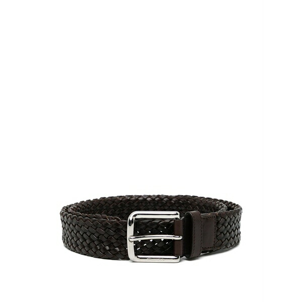 教会堂 メンズ 三尺帯 付属物 Woven leather belt Brown