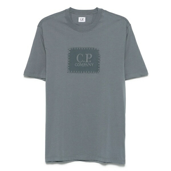 シーピーカンパニー メンズ Tシャツ トップス Logo-print t-shirt Blue｜asty