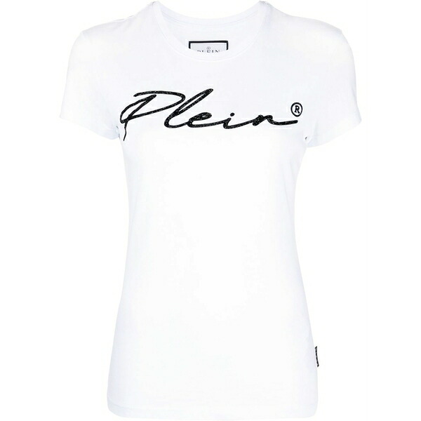 フィリップ飾り気の無い レディース プルオーバー トップス Logo-print embellished t-shirt White