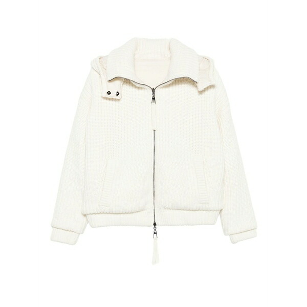パロッシュ レディース 上衣＆上衣 アウター Hooded ribbed knit jacket White