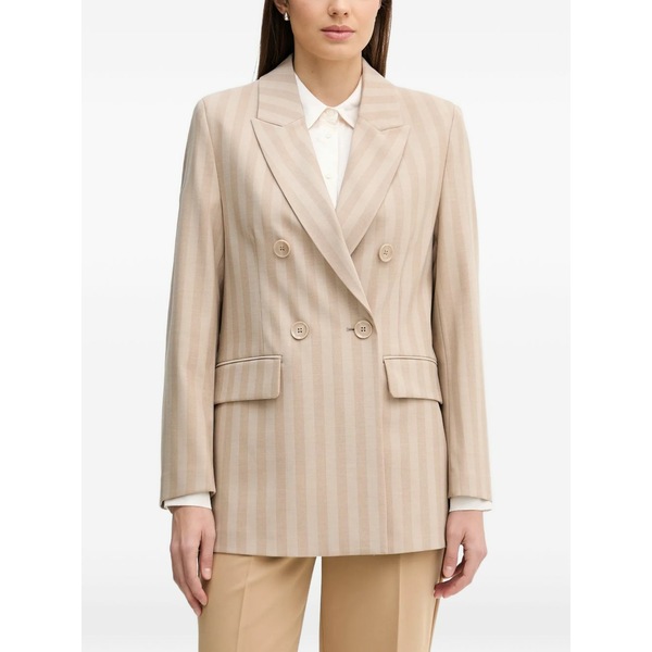シスレー レディース 上衣＆上衣 アウター Striped double-breasted blazer Neutrals