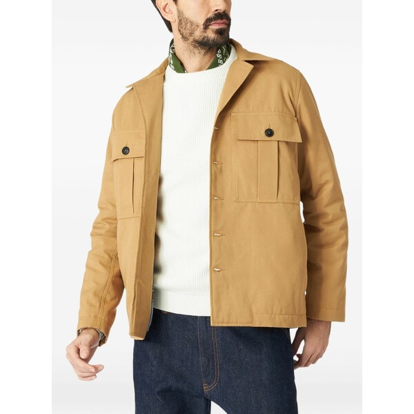 フォルテラ メンズ シャツ トップス Patch pocket cotton overshirt Neutrals|asty