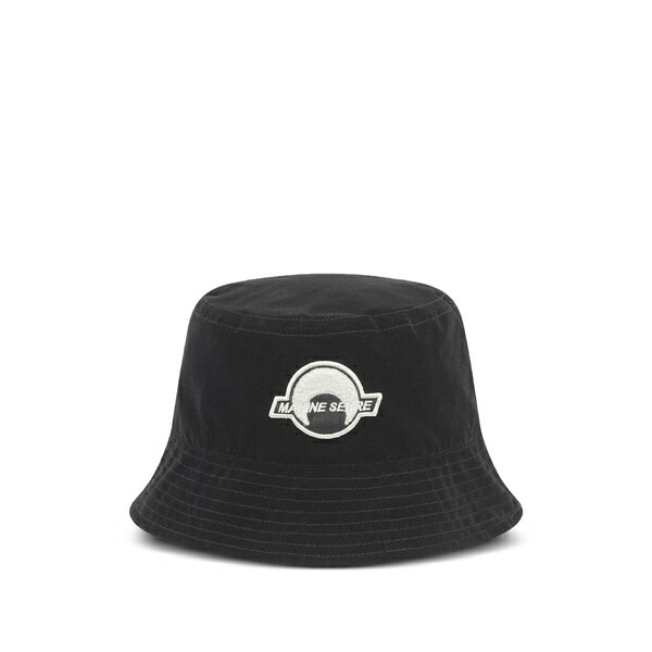マリーン セル メンズ 帽子 アクセサリー Logo bucket hat Black｜asty