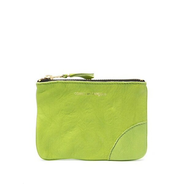 コムデギャルソン メンズ 札入れ 付属物 Washed zip-up leather pouch Green メンズ財布-財布・ケース