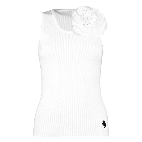バーナデット レディース カットソー トップス Marcel ribbed flower-embellished tank top White