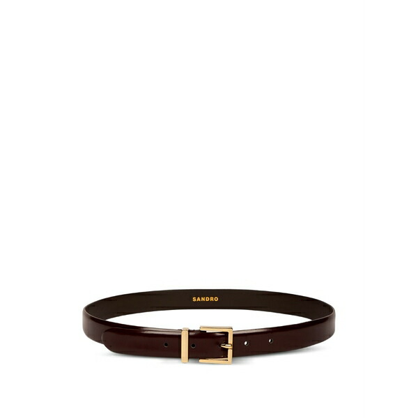 サンドロ レディース ベルト アクセサリー Square-buckle leather belt Brown｜asty