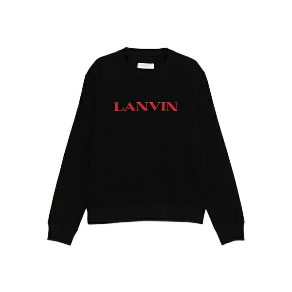 ランバン メンズ パーカー・スウェットシャツ アウター Embroidered-logo sweatshirt Black｜asty