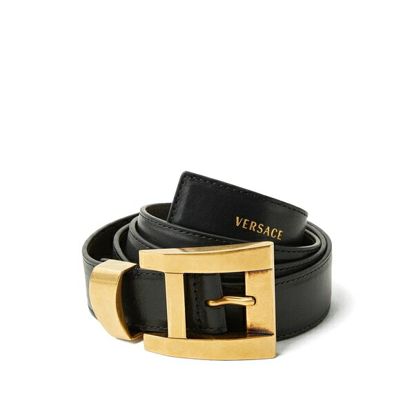 ヴェルサーチ レディース 三尺帯 添え物 Leather belt 3 糎 Black