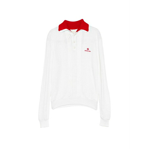 シュシュ/火箸 レディース スポーツシャツ トップス Contrast-collar knitted polo top White