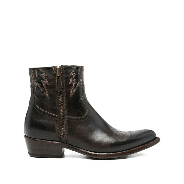 ダミー レディース ブーツ シューズ Flames-embroidered boots Brown|asty