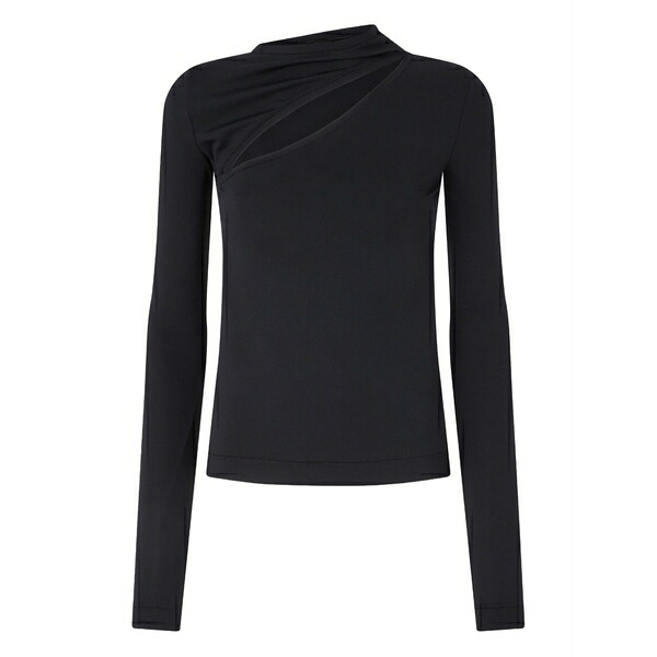 ピンコ レディース プルオーバー トップス Asymmetric-neck long-sleeve top Black