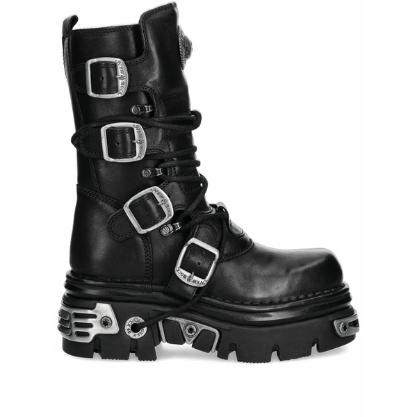 ニュー鍵を掛ける メンズ ブーツ シューズ 70粍 leather platform boots Black