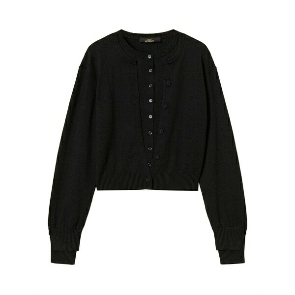 ツイン仕掛ける レディース ジレー アウター Double garment-effect cardigan Black