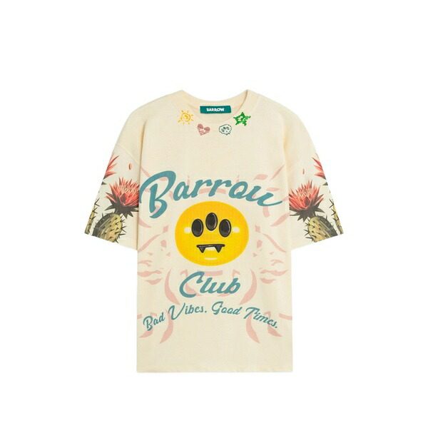 バロウ メンズ プルオーバー トップス Cactus-print t-shirt Neutrals