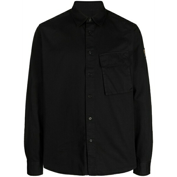 呼びりん原材料 メンズ プルオーバー トップス Logo-appliqu茫漏 cotton shirt Black