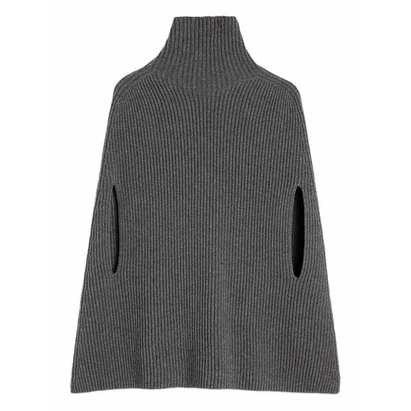 ジル・サンダー レディース 編み物\u0026スウェーター アウター High-neck ribbed cape Grey