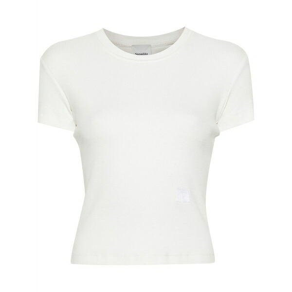ナヌーシュカ レディース プルオーバー トップス Logo-embroidered ribbed t-shirt White