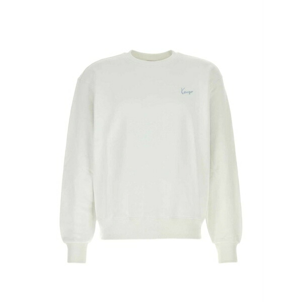 ケンゾー メンズ パーカー・スウェットシャツ アウター Signature logo-embroidered cotton sweater White