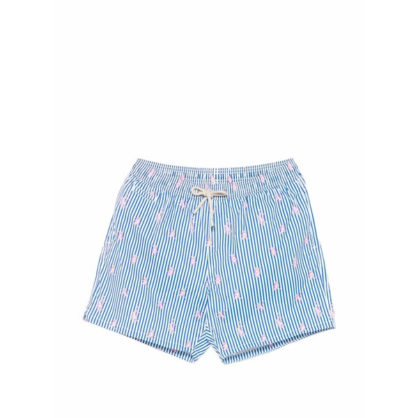 エムシーツーセイントバース メンズ 心地よいズボン下 ボトムス Stripe-pattern monkey-motif swim shorts Blue