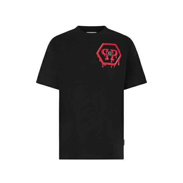 フィリップ飾り気の無い メンズ ティーシャツ トップス Logo-print round-neck t-shirt Black