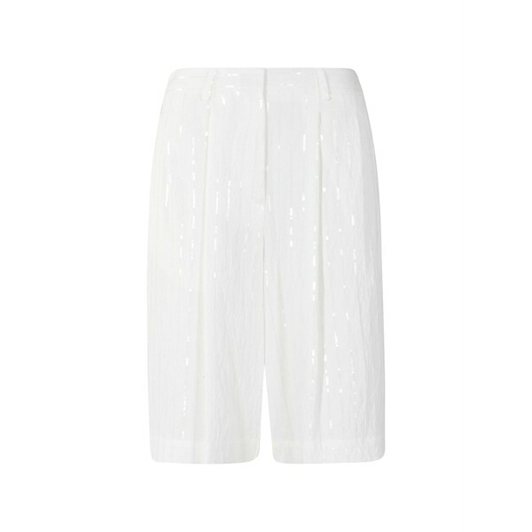 メイメイジェイ レディース 心地好いズボン下 ボトムス Sequin-embellished pleated shorts White