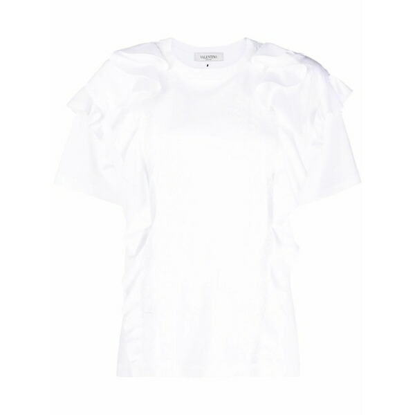 ヴァレンティノ ガラヴァーニ レディース プルオーバー トップス Ruffle-trim short-sleeve t-shirt White