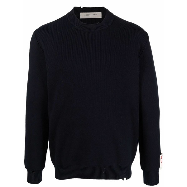 ゴールデングース メンズ パーカー・スウェットシャツ アウター Distressed round-neck sweatshirt Blue