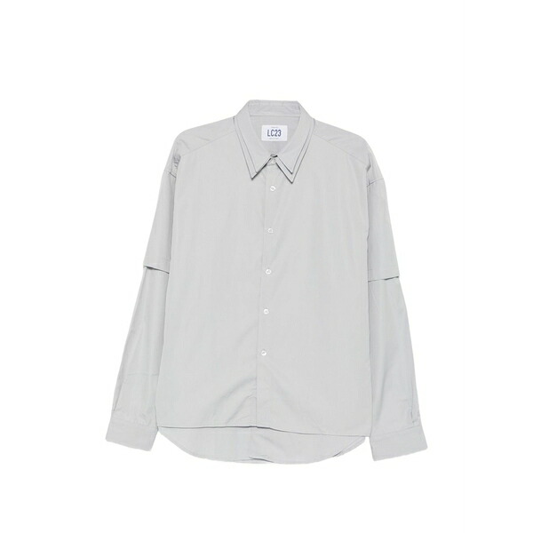 エルシー23 メンズ プルオーバー トップス Layered-sleeve shirt Grey