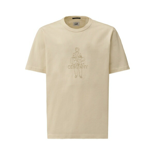 シーピーカンパニー メンズ Tシャツ トップス Figure-embroidered t-shirt White|asty