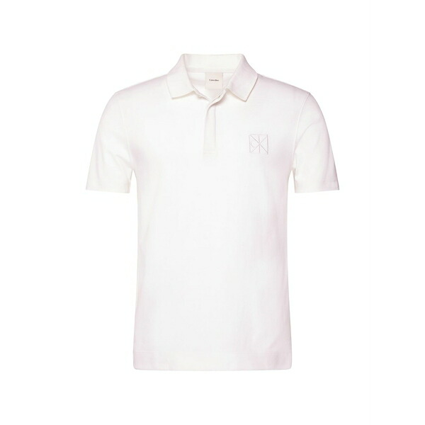 カルバンクライン メンズ スポーツシャツ トップス Logo-embroidered short-sleeve polo shirt White