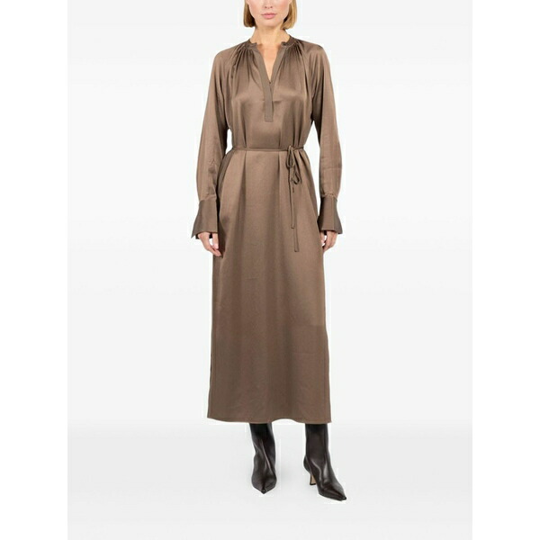 フィリッパコー レディース 衣装 トップス Tie-waist v-neck MIDI dress Brown