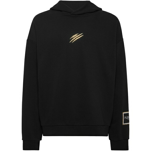 飾り気のない運動競技 メンズ パーカー・スウェットシャツ アウター Label hoodie Black