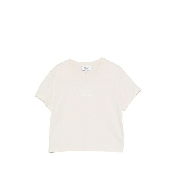 住み家 稲荷 レディース ティーシャツ トップス Embroidered cropped t-shirt Neutrals