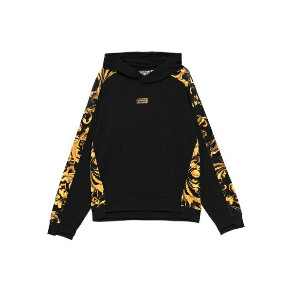 呼びりん探し回る メンズ パーカー・スウェットシャツ アウター Baroque-print panelled hoodie Black
