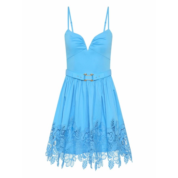 レベッカ・ヴァランス レディース 衣裳 トップス Montreux lace-belted mini dress Blue